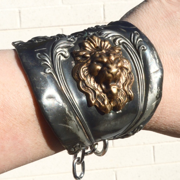 Antique Obsessions Jewelry - Lion Warrior Cuff Bracelet Gladiator Braceer OOAk